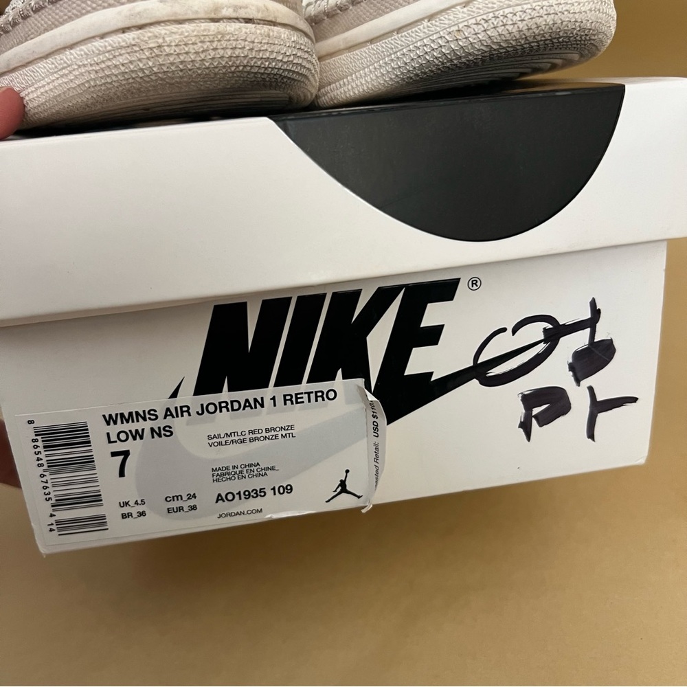 Nike Air Jordan 1 Retro Low NS Sail Red Bronze Womens Leather Sneakers White USA - Picture 3 of 11